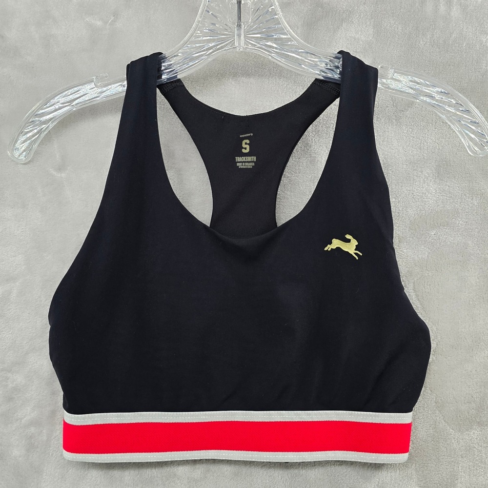 Tracksmith Women S Run Sports Bra Black Red White Stripe Racerback